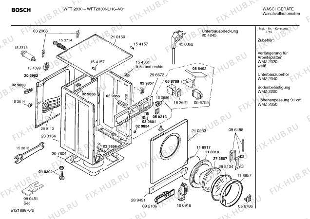 Схема №4 WD61390 EXTRAKLASSE WT1300A с изображением Инструкция по установке/монтажу для стиралки Siemens 00523054