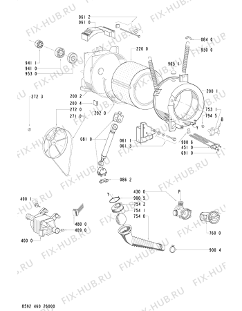 Взрыв-схема стиральной машины Whirlpool AWO/D 41432 - Схема узла