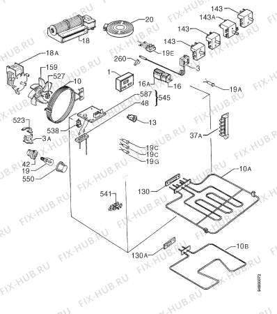 Взрыв-схема плиты (духовки) Privileg 016873 2 - Схема узла Electrical equipment 268