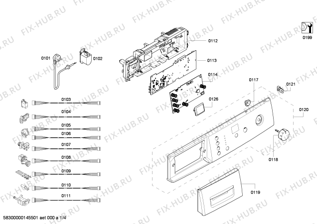 Схема №4 WAE20360SG с изображением Панель управления для стиралки Bosch 00708042