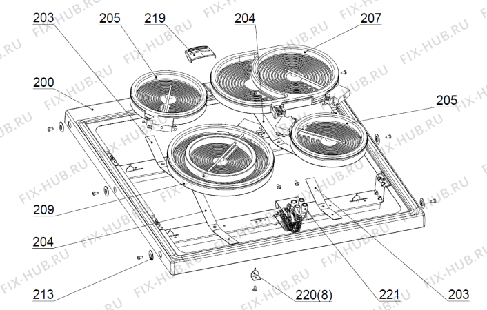 Взрыв-схема вытяжки Gorenje C445K A42001052 SE   -White FS 60 (900000429, A42001052) - Схема узла 02