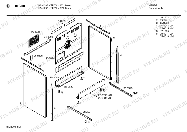 Схема №5 HSN262KEU с изображением Стеклокерамика для плиты (духовки) Bosch 00235092