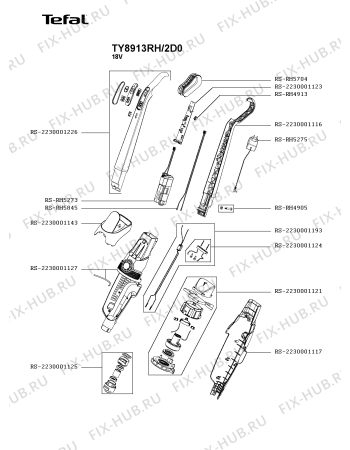 Схема №2 TY8913RH/2D0 с изображением Рукоятка для электропылесоса Tefal RS-2230001226