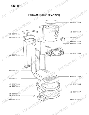 Взрыв-схема кофеварки (кофемашины) Krups F8824351F(0) - Схема узла PP001860.1P2