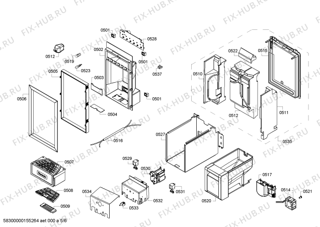 Схема №6 FI24DP30 с изображением Вставная полка для холодильника Siemens 00685736