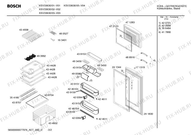 Взрыв-схема холодильника Bosch KSV33630 - Схема узла 02