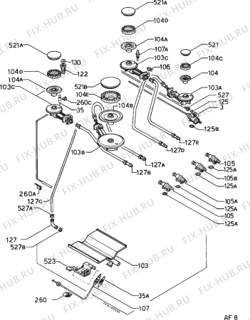 Взрыв-схема плиты (духовки) Zanussi D9540SA - Схема узла Functional parts 267