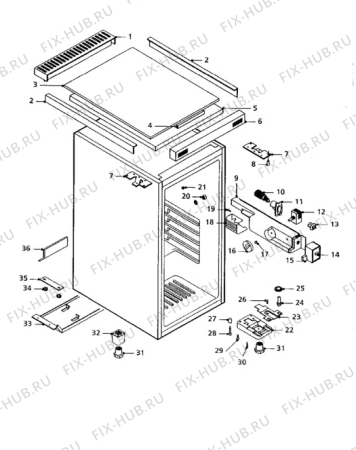 Взрыв-схема холодильника Tricity Bendix EBR4/3W - Схема узла Cabinet + furniture (extra)