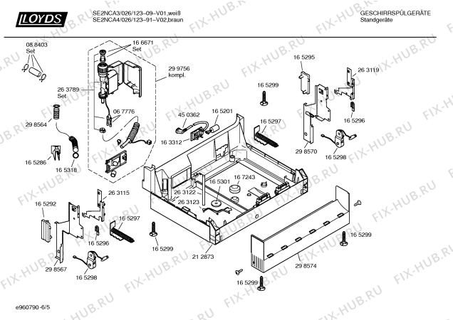Взрыв-схема посудомоечной машины Lloyds SE2NCA3 Art. 026/123-09 - Схема узла 05