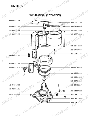 Взрыв-схема кофеварки (кофемашины) Krups F3214251D(0) - Схема узла 5P001814.9P2