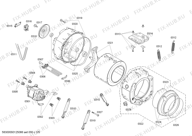 Взрыв-схема стиральной машины Bosch WAS2844XEE Logixx 8 Sensitive aquastop - Схема узла 03