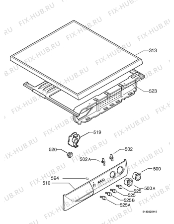 Взрыв-схема стиральной машины Zanussi Electrolux F750 - Схема узла Command panel 037