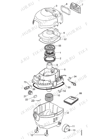 Взрыв-схема пылесоса Electrolux Z825 - Схема узла Section 1