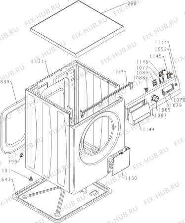 Схема №1 W7443LA (405820, PS10/23140) с изображением Обшивка для стиральной машины Gorenje 407310