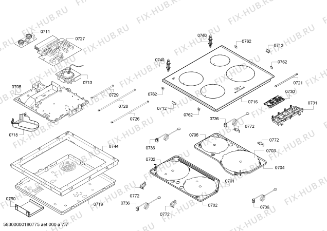 Взрыв-схема плиты (духовки) Bosch HCE628128U Bosch - Схема узла 07