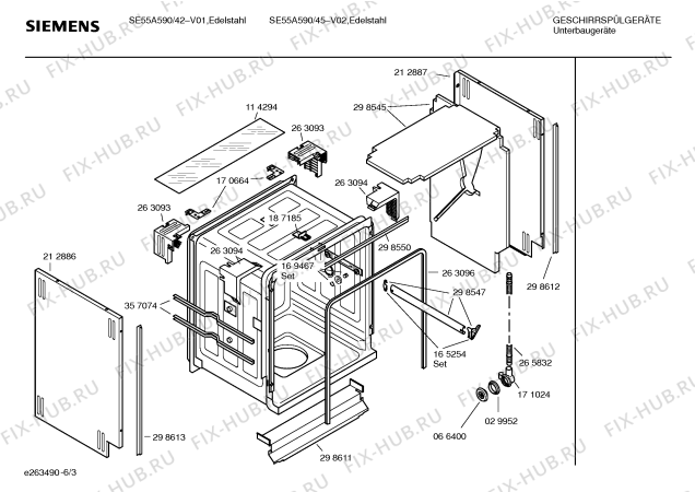 Взрыв-схема посудомоечной машины Siemens SE55A590EU - Схема узла 03