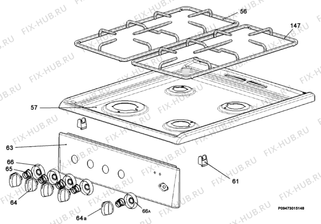 Взрыв-схема плиты (духовки) Electrolux EKC5607 - Схема узла Section 4