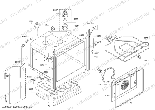 Взрыв-схема плиты (духовки) Bosch HBL33B550C - Схема узла 03