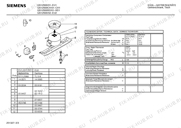 Взрыв-схема холодильника Siemens GS12S00 - Схема узла 03