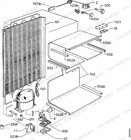 Взрыв-схема холодильника Zanussi ZC240F - Схема узла Cooling system 017