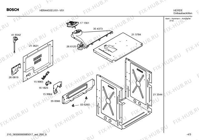 Взрыв-схема плиты (духовки) Bosch HBN4455EU - Схема узла 03