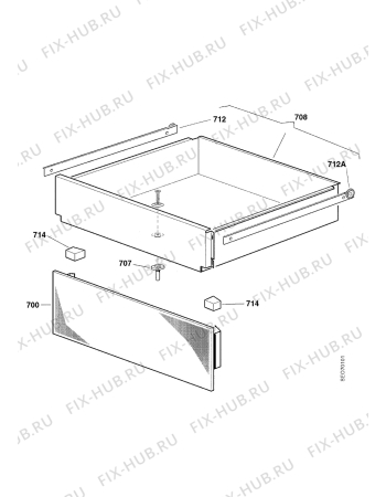 Взрыв-схема плиты (духовки) Electrolux EBSL6VW+HF - Схема узла Tray