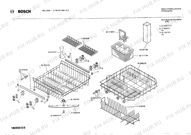 Взрыв-схема посудомоечной машины Bosch 0730201564 SMU6200 - Схема узла 05