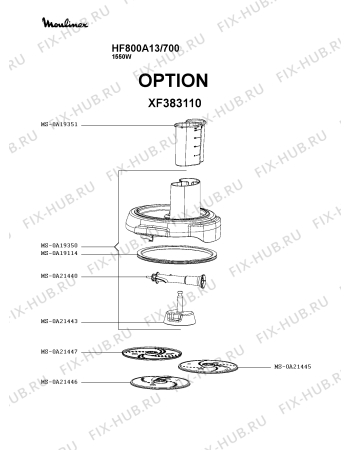 Взрыв-схема кухонного комбайна Moulinex HF800A13/700 - Схема узла CP004803.6P5