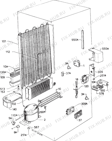 Взрыв-схема холодильника Privileg 0212357 - Схема узла Refrigerator cooling system