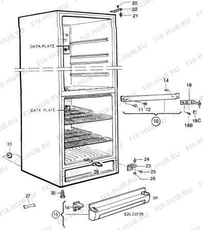 Взрыв-схема холодильника Electrolux ER4004B - Схема узла C10 Cabinet