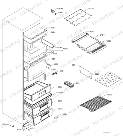 Взрыв-схема холодильника Zanussi ZNB39NDC - Схема узла Housing 001