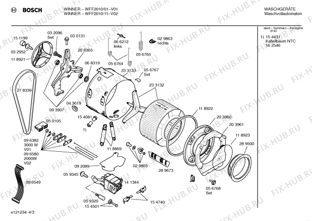 Взрыв-схема стиральной машины Bosch WFF2010 WINNER - Схема узла 03