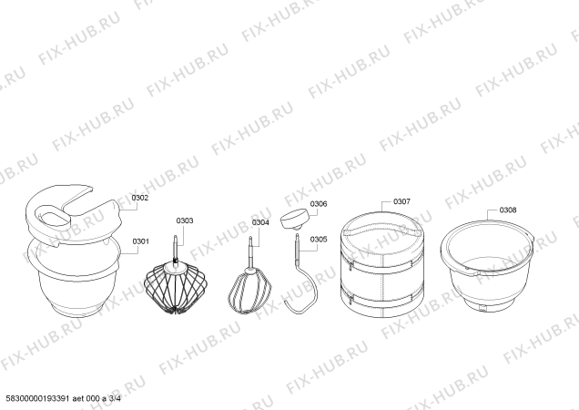 Взрыв-схема кухонного комбайна Bosch MUM58235 - Схема узла 03