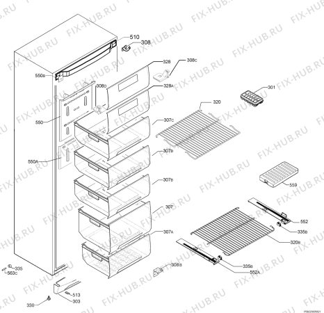 Взрыв-схема холодильника Electrolux EUF27391W - Схема узла Housing 001