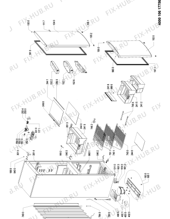 Схема №1 WBE3411AS5 (F090403) с изображением Испаритель для холодильника Indesit C00324287