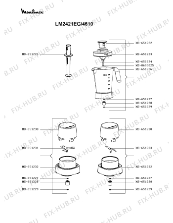 Схема №2 LM2421EG/4610 с изображением Нож-резак для электромиксера Moulinex MS-651231
