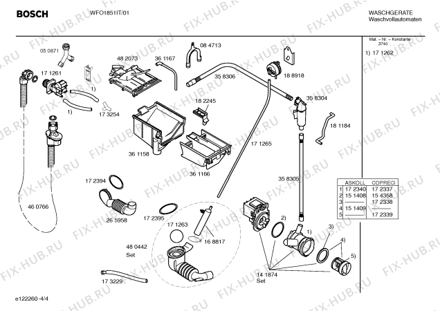 Взрыв-схема стиральной машины Bosch WFO1851IT Maxx WFO 1851 Selecta - Схема узла 04