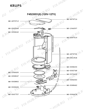 Взрыв-схема кофеварки (кофемашины) Krups F4523051(0) - Схема узла QP001827.8P2