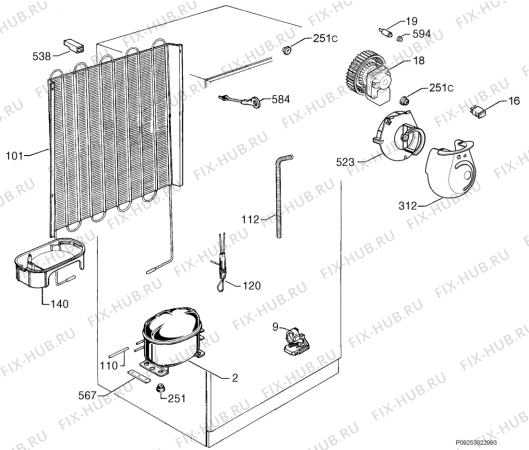 Взрыв-схема холодильника Zanussi ZRD33SX - Схема узла Cooling system 017