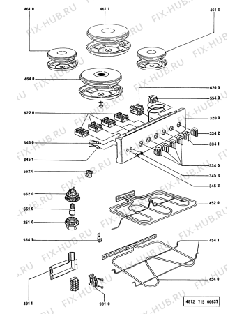 Взрыв-схема плиты (духовки) Bauknecht SNI 2514 WS - Схема узла