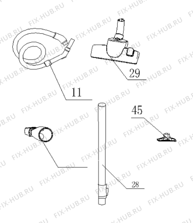 Взрыв-схема пылесоса Aeg Electrolux AE3450 - Схема узла Accessories
