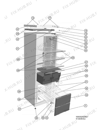 Взрыв-схема холодильника Zanussi ZRB324WO - Схема узла Housing 001