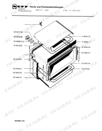 Взрыв-схема плиты (духовки) Neff 1313256101 1057/711LHCD - Схема узла 04