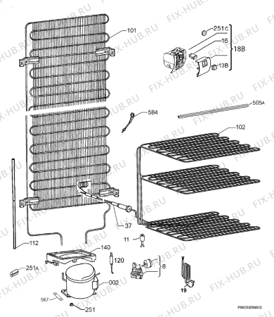 Взрыв-схема холодильника Rex Electrolux RN4011ADW - Схема узла Cooling system 017