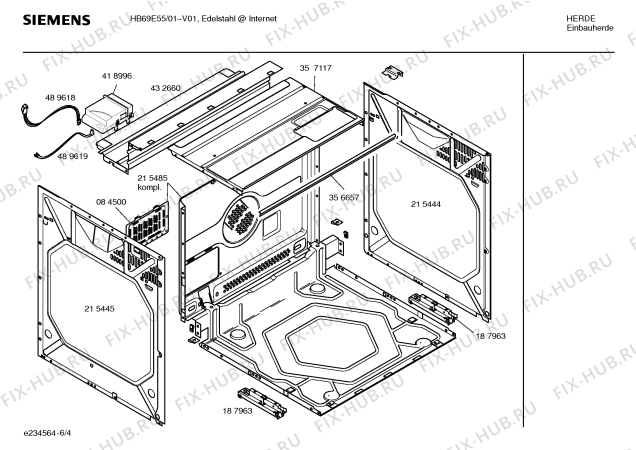 Взрыв-схема плиты (духовки) Siemens HB69E55 - Схема узла 04
