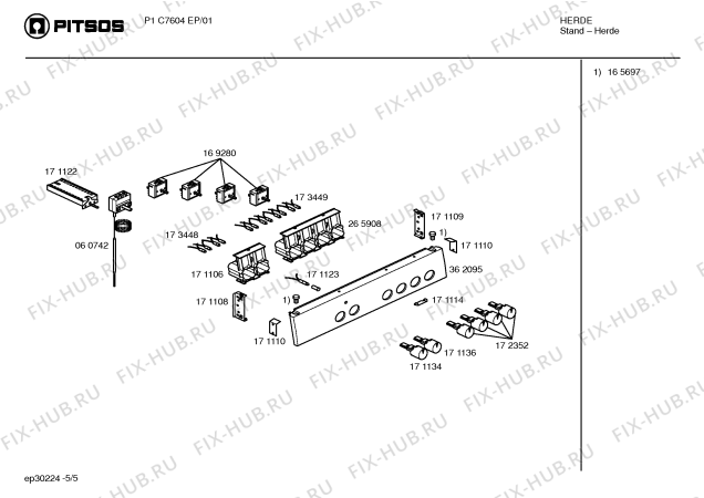 Схема №3 P1C7604EP с изображением Панель управления для духового шкафа Bosch 00362095