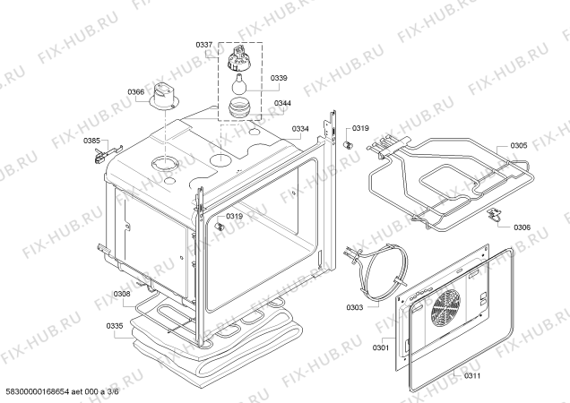 Взрыв-схема плиты (духовки) Bosch HBG33B550W - Схема узла 03