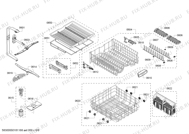 Взрыв-схема посудомоечной машины Bosch SHP65TL6UC SilencePlus 44 dBA - Схема узла 06