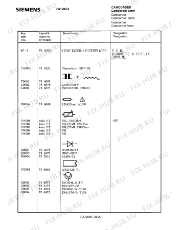 Схема №19 FA124G4 с изображением Вспомогательный инструмент для видеоэлектроники Siemens 00340126