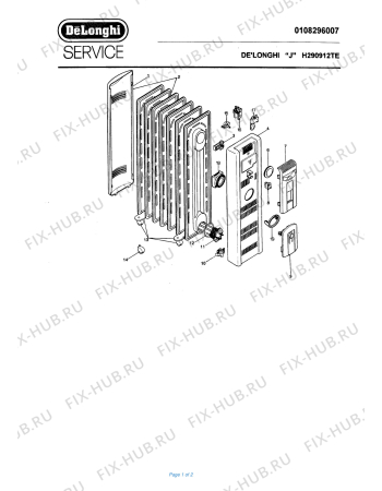 Схема №1 H290912TE с изображением Инструкция по эксплуатации для обогревателя (вентилятора) DELONGHI 5708001000